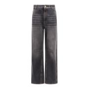 Zwarte Denim Wijde Pijp Broek Brunello Cucinelli , Black , Dames