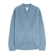 Luxe Cashmere V-Neck Trui Avant Toi , Blue , Heren