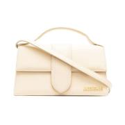 Ivoor Leren Tote Tas met Magnetische Sluiting Jacquemus , Beige , Dame...