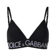 Zwarte Logo Band Triangel Top Dolce & Gabbana , Black , Dames