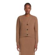 Luxe Wol Kasjmier Kort Vestje Max Mara , Brown , Dames