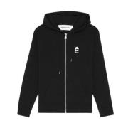 Zwarte Hoodie Sweater Rits Logo Études , Black , Heren