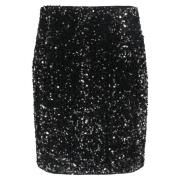 Korte fluwelen rok met paillettenrand s.Oliver , Black , Dames