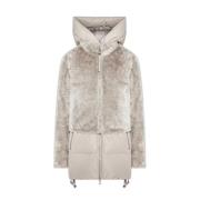 2-in-1 Fluffy Jas met Capuchon Duno , Beige , Dames