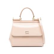 Sicily Handtas met Logodetail Dolce & Gabbana , Beige , Dames