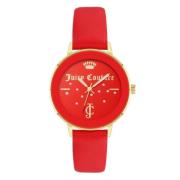 Gouden Dameshorloge met Leren Band Juicy Couture , Red , Dames