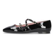 Dames Lakleren Ballet Flats Pretty Ballerinas , Black , Dames