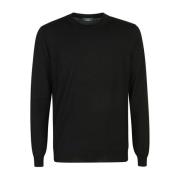 Zwart Crew Neck Sweater Zanone , Black , Heren