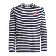 Gestreept longsleeve hart patch t-shirt Comme des Garçons Play , Blue ...