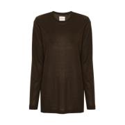 Donkerbruine Jersey Textuur Ronde Hals Khaite , Brown , Dames