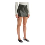 Flared Coated Cotton Mini Skirt Courrèges , Green , Dames