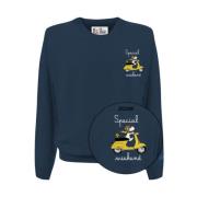 Snoopy Special Weekend Crewneck Sweater MC2 Saint Barth , Blue , Heren