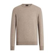 Kasjmier Crew Neck Sweater Taupe Grijs Ermenegildo Zegna , Beige , Her...