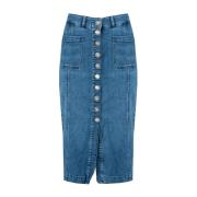 Midi Rok met Logoknopen Pinko , Blue , Dames