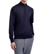 Merino Wol Rits Trui Filippo De Laurentiis , Blue , Heren