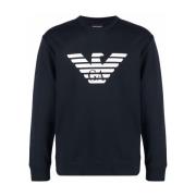 Navyblauwe Modal-Katoenen Sweatshirt Emporio Armani , Blue , Heren