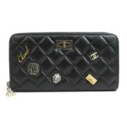 Pre-owned Leather wallets Chanel Vintage , Black , Dames