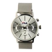 Heren roestvrijstalen zilveren mesh band horloge 38-838-001 Fila , Gra...