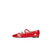 Dames Patent Leren Ballet Flats Pretty Ballerinas , Red , Dames