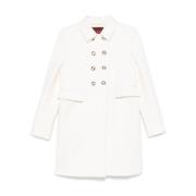 Witte Wol Double-Breasted Jas Gucci , White , Dames