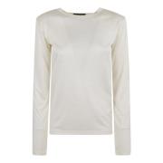 Zijden Ronde Hals Sweater Aw24 Fabiana Filippi , Beige , Dames