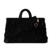 Fluwelen Verzamelde Zwarte Tas La Milanesa , Black , Dames