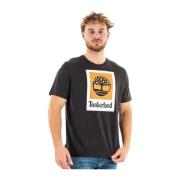 Korte Mouw Logo Stack T-Shirt Timberland , Black , Heren