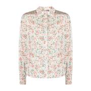 Bloemenprint Chevron Gestikte Shirt See by Chloé , Beige , Dames