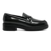 Zwarte leren Loafer Flats Calvin Klein , Black , Dames