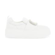 Kristal Gesp Slip-On Sneakers Roger Vivier , White , Dames