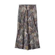 Gedrukte Lange Rok Bias Gesneden Summum Woman , Gray , Dames