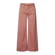 Bordeaux Canvas Wide Leg Pants Rabens Saloner , Red , Dames