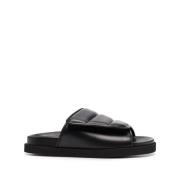 Zwarte leren casual open flats muilezels Gia Borghini , Black , Dames