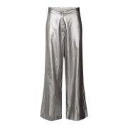 Zilver Glitter Wijde Pijp Broek Rabens Saloner , Gray , Dames