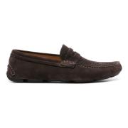 Bruine Loafers Elegant Gesloten Platte Giorgio Armani , Brown , Heren