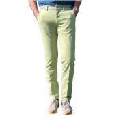 Slim Katoenen Chino met Satijnen Tailleband Mason's , Green , Heren