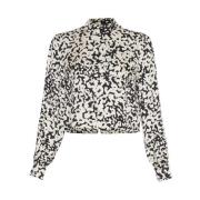 Abstract Print Blouse Naime Irida Moss Copenhagen , White , Dames