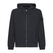 Grijze hoodie met rits en logo Stone Island , Gray , Heren