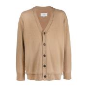 Beige Wol Linnen Katoen Cardigan Maison Margiela , Beige , Heren