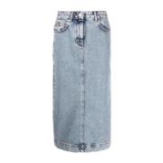 Denim Rok met Voorsluiting Moschino , Blue , Dames