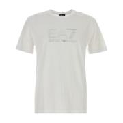 Casual Katoenen T-Shirt voor Mannen Emporio Armani EA7 , White , Heren