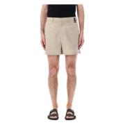 Hoge Taille Beige Shorts Ss24 Fendi , Beige , Heren