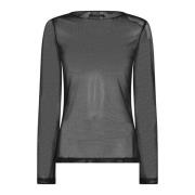 Elegante Zwarte Mesh Blouse met Similisten Bruuns Bazaar , Black , Dam...