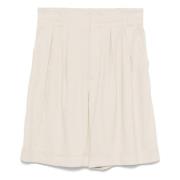 Casual Beige Linnen Viscose Shorts Lorena Antoniazzi , Beige , Dames