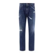 Jeans met Gescheurde Details Dolce & Gabbana , Blue , Heren