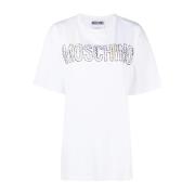 Dames Creweck T-Shirt Moschino , White , Dames