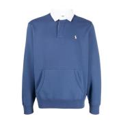 Blauwe Fleece Rugby Polo Shirt Polo Ralph Lauren , Blue , Heren