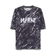 Abstract Patroon Print Crew Neck T-shirt Marni , Black , Dames