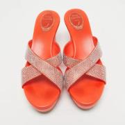 Pre-owned Satin sandals René Caovilla Pre-owned , Orange , Dames