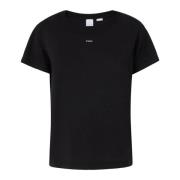 Katoenen T-shirt met uniek ontwerp Pinko , Black , Dames